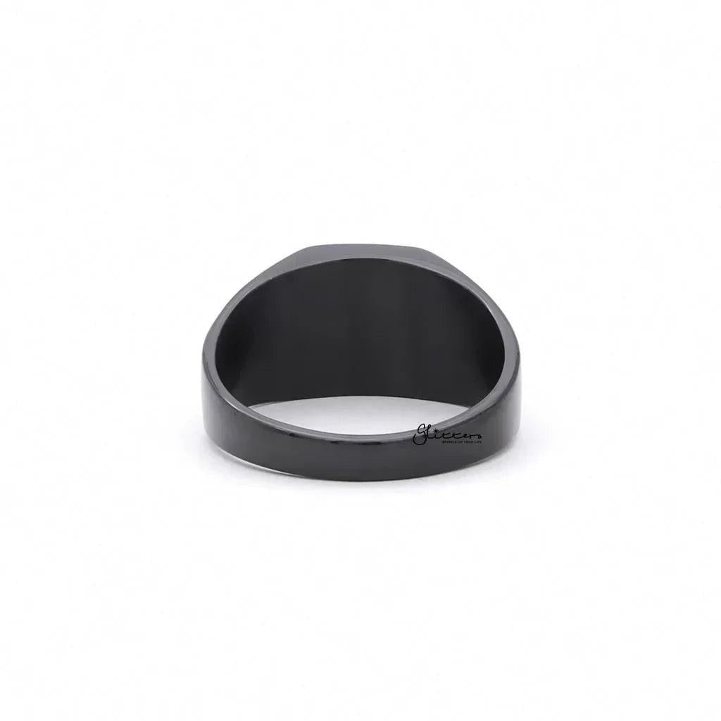 Stainless Steel Square Flat Top Signet Ring - Black.