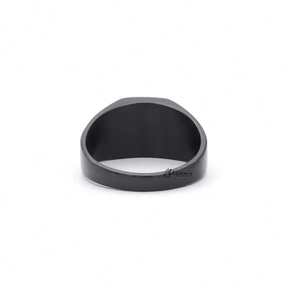 Stainless Steel Square Flat Top Signet Ring - Black.