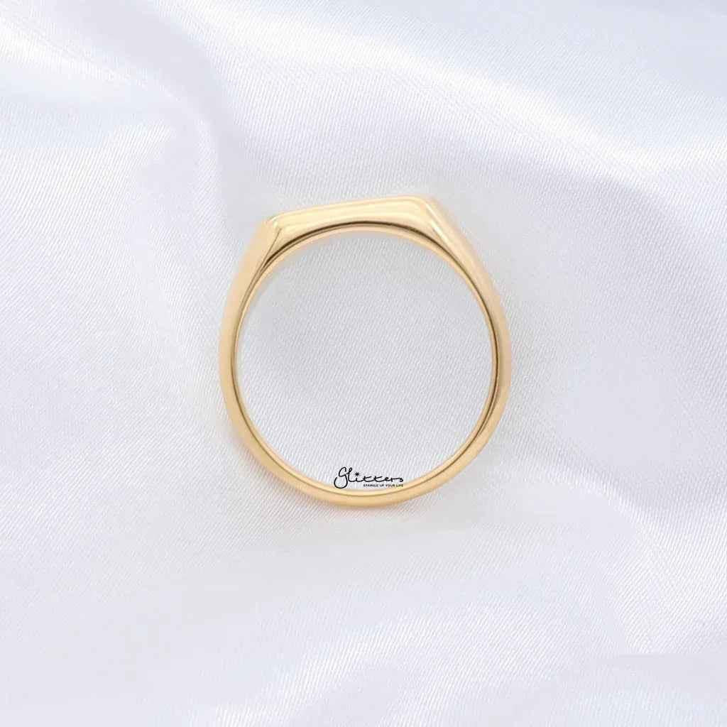 Stainless Steel Rectangle Signet Ring - Gold