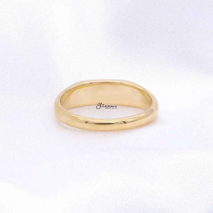 Stainless Steel Rectangle Signet Ring - Gold