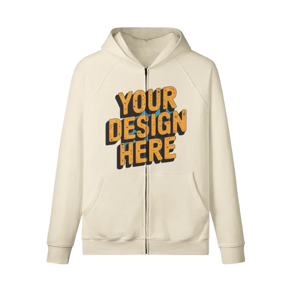 380GSM Unisex Heavyweight Brushed Fleece Full-zip Hoodie - Front Design - ShopHub