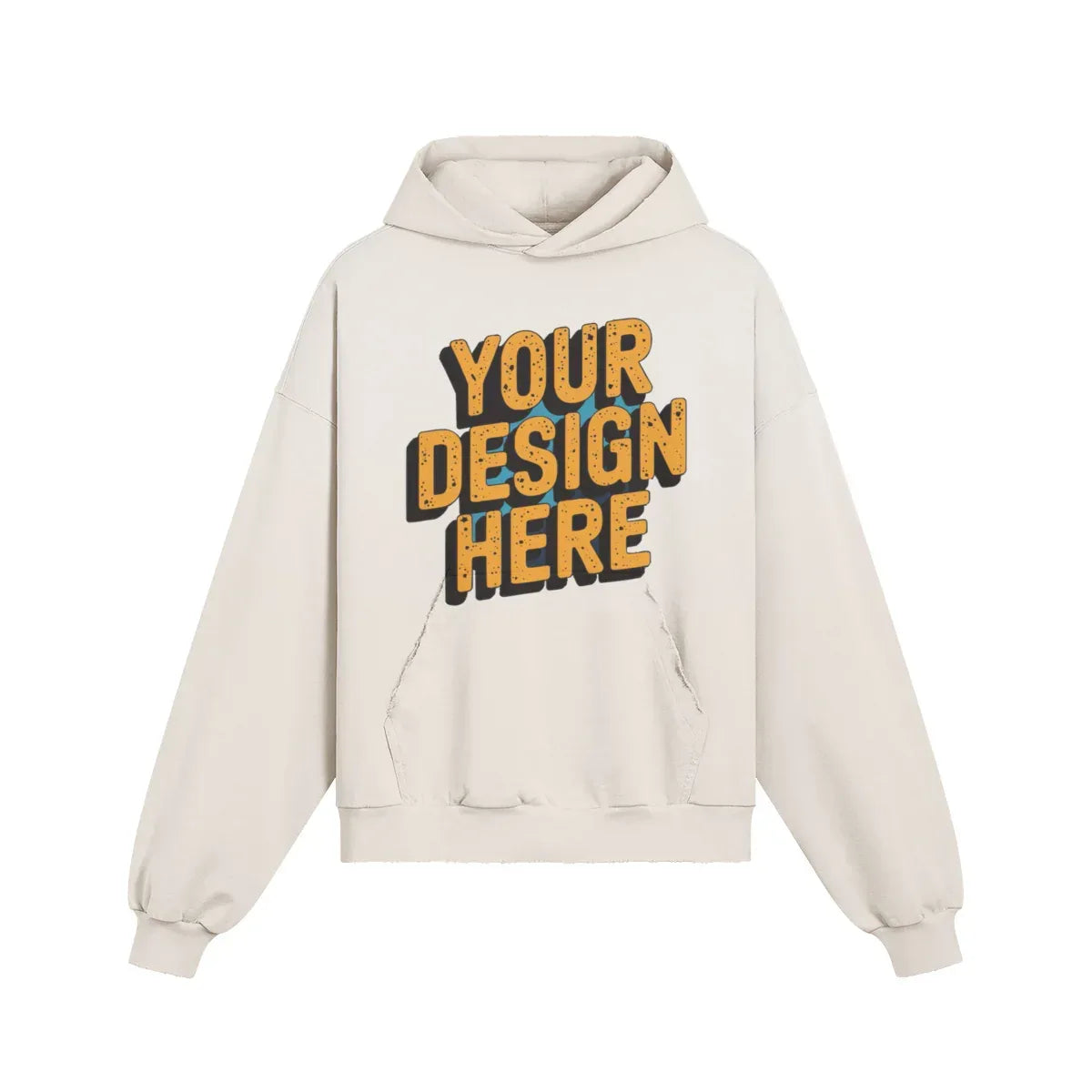 380GSM Unisex Sun Faded Ripped Pocket Hoodie - Front Design - ShopHub
