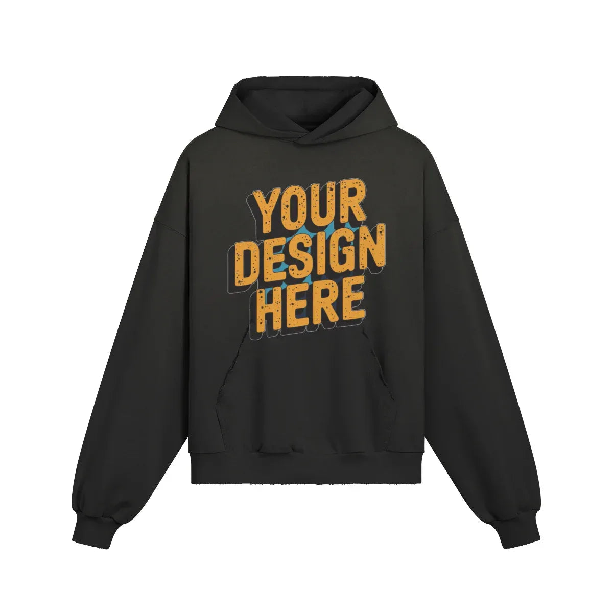 380GSM Unisex Sun Faded Ripped Pocket Hoodie - Front Design - ShopHub