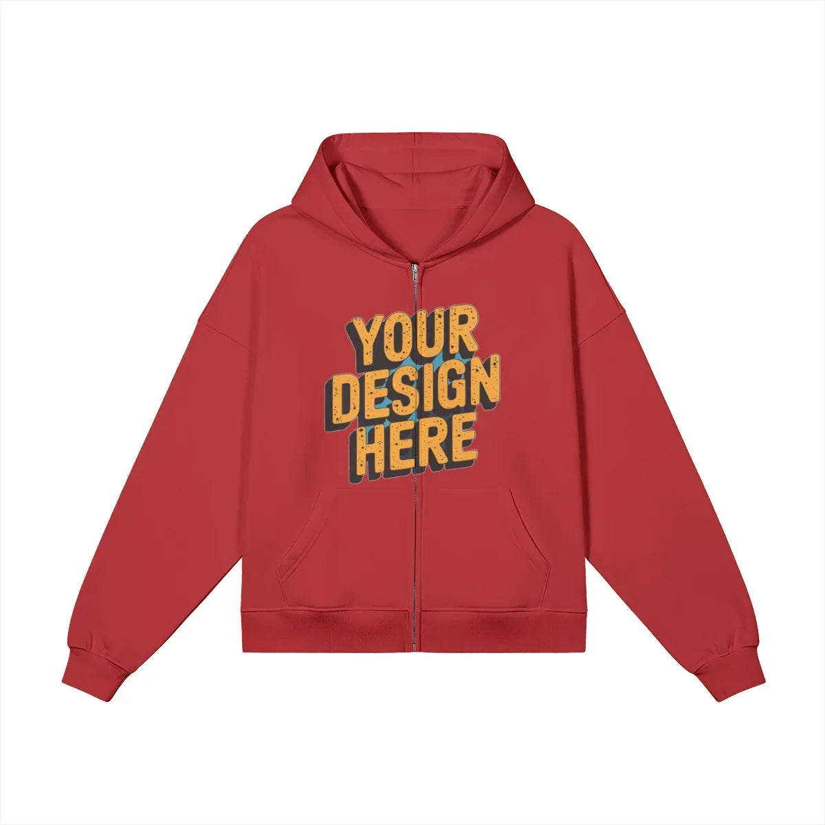 440GSM Unisex Heavyweight Full-zip Hoodie - Front Design - ShopHub