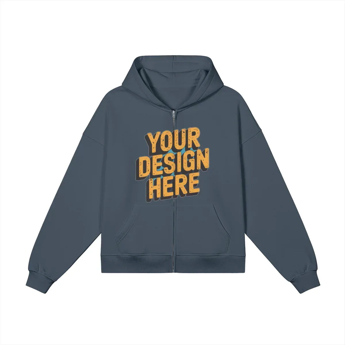 440GSM Unisex Heavyweight Full-zip Hoodie - Front Design - ShopHub