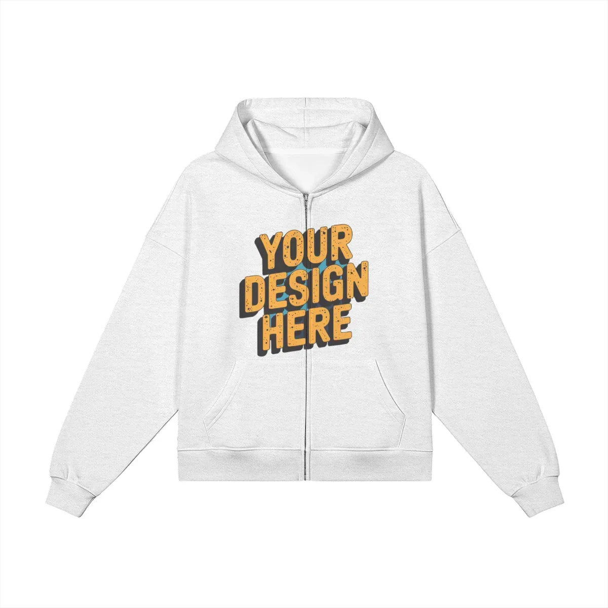 440GSM Unisex Heavyweight Full-zip Hoodie - Front Design - ShopHub