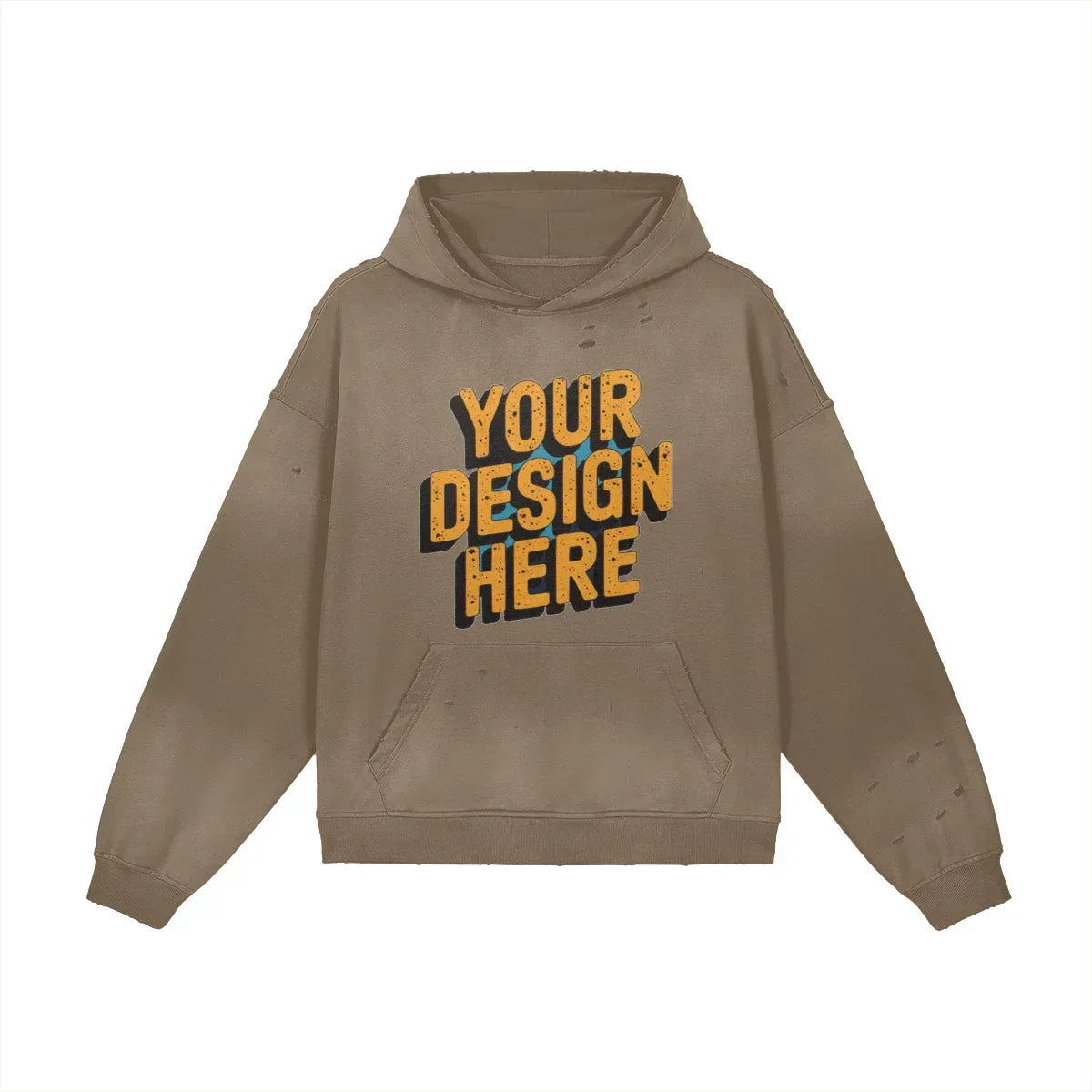 440GSM Unisex Sun Faded Distressed Hoodie - Front Design - ShopHub