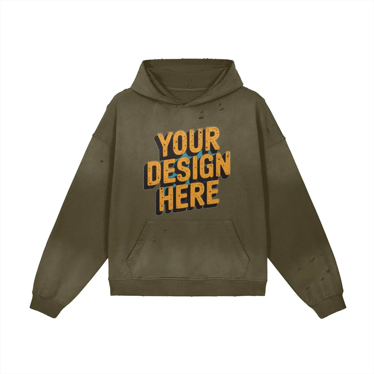 440GSM Unisex Sun Faded Distressed Hoodie - Front Design - ShopHub