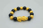 Stylish 3Sixty5 gold bracelet with black beads, featuring a sleek and elegant design for versatile jewelry wear.