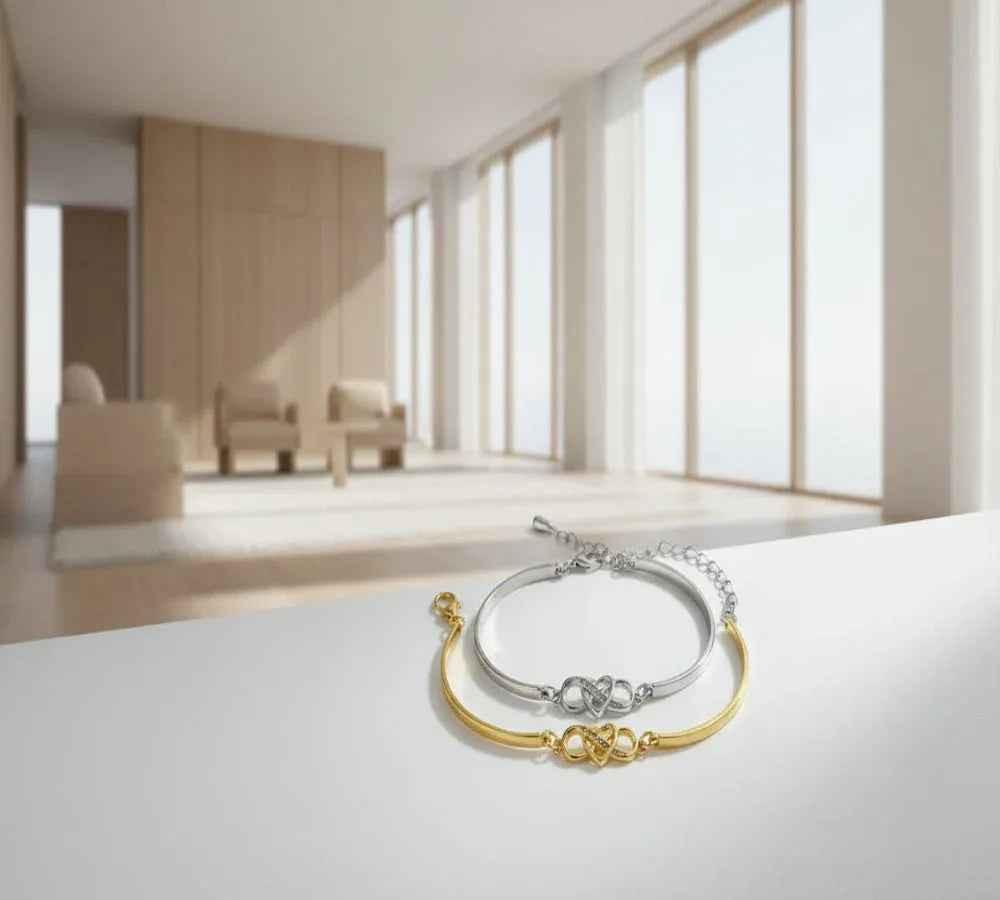 Elegant Silver Forever Love Crystal Bracelet by Stylish 3Sixty5 featuring sparkling crystals and a sleek design.