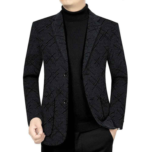 Men's black and gray tailored fit overcoat by Stylish 3Sixty5, featuring a sleek, sophisticated design for formal wear.