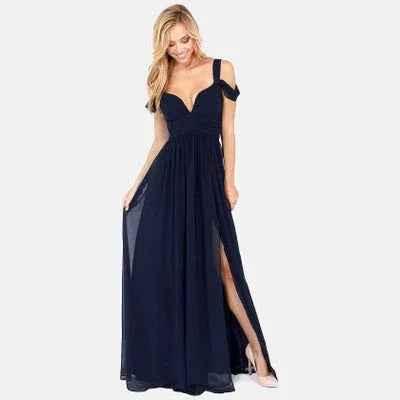 Blue Grecian Maxi Dress by Stylish 3Sixty5, elegant women's fashion dress with flowing fabric and classic drape.