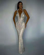 Silver Stylish 3Sixty5 Sequin Sheath Dress, elegant and sophisticated for formal occasions, fitted design with shimmering sequins.