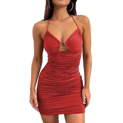 Stylish 3Sixty5 Seductress Strap Hollow Neck Dress in black, featuring a sleek design with a strap detail and hollow neckline.