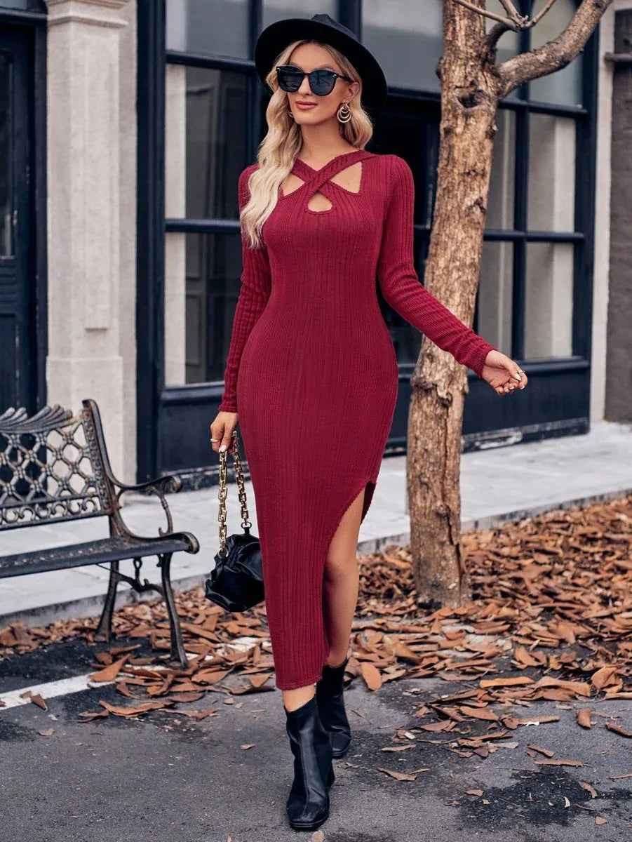 Gray Women's Serenique Halter Dress by Stylish 3Sixty5, featuring a sleeveless design with elegant halter neckline.