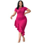 Red casual chic dress by Stylish 3Sixty5 featuring a lotus leaf tie detail, perfect for stylish daytime wear.