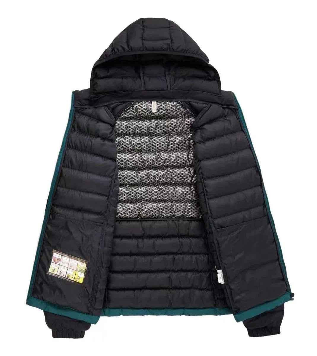 Men's gray Stylish 3Sixty5 Frost-Guard winter jacket, insulated jacket with hood and zipper closure for cold weather.