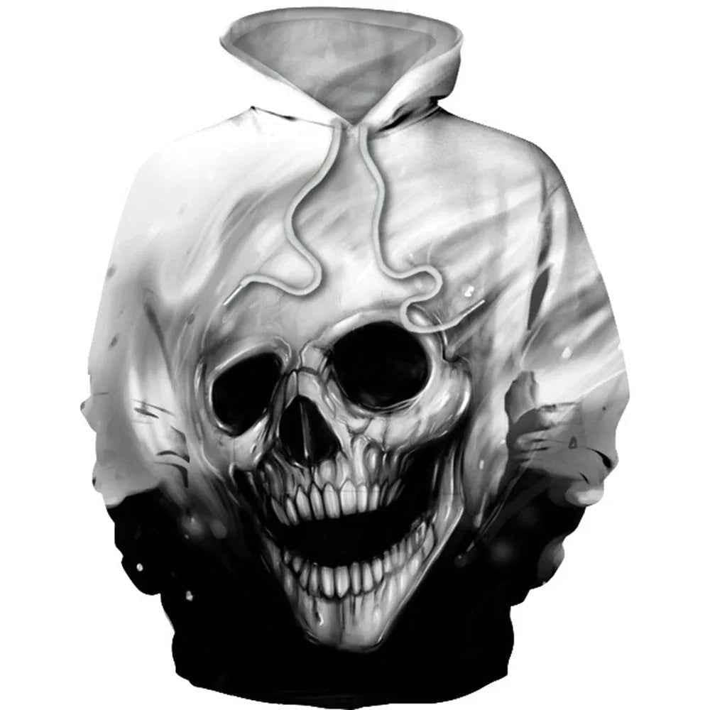 Urban Streetwear Skull Print Jacket by Stylish 3Sixty5, white jacket with ghost head skull design, casual urban outerwear.
