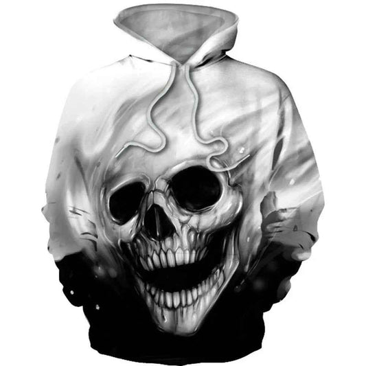 Urban Streetwear Skull Print Jacket by Stylish 3Sixty5, white jacket with ghost head skull design, casual urban outerwear.