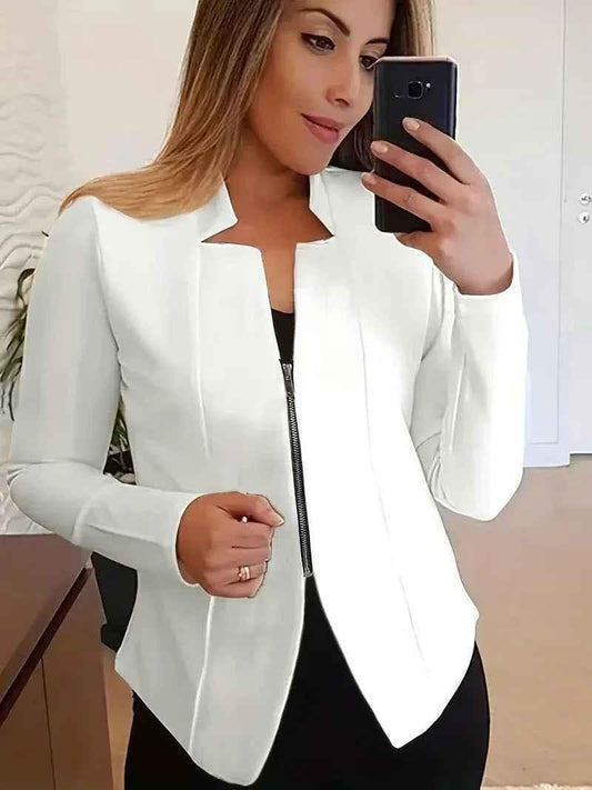 Stylish 3Sixty5 women's white Sleek-Zip jacket, lightweight with a modern design, perfect for casual or sporty outfits.