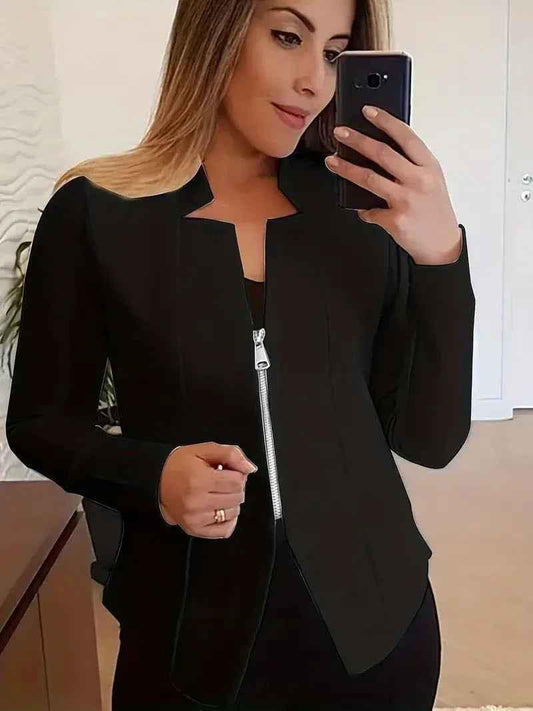 Stylish 3Sixty5 women's sleek white zip jacket, lightweight and modern, ideal for casual or active wear.