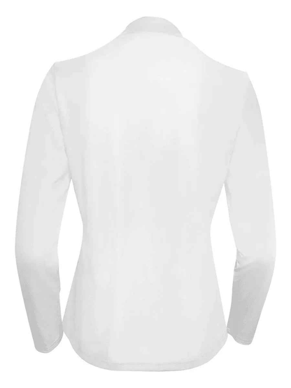 Stylish 3Sixty5 women's white Sleek-Zip jacket, lightweight and fitted, shown on a hanger with a neutral background.