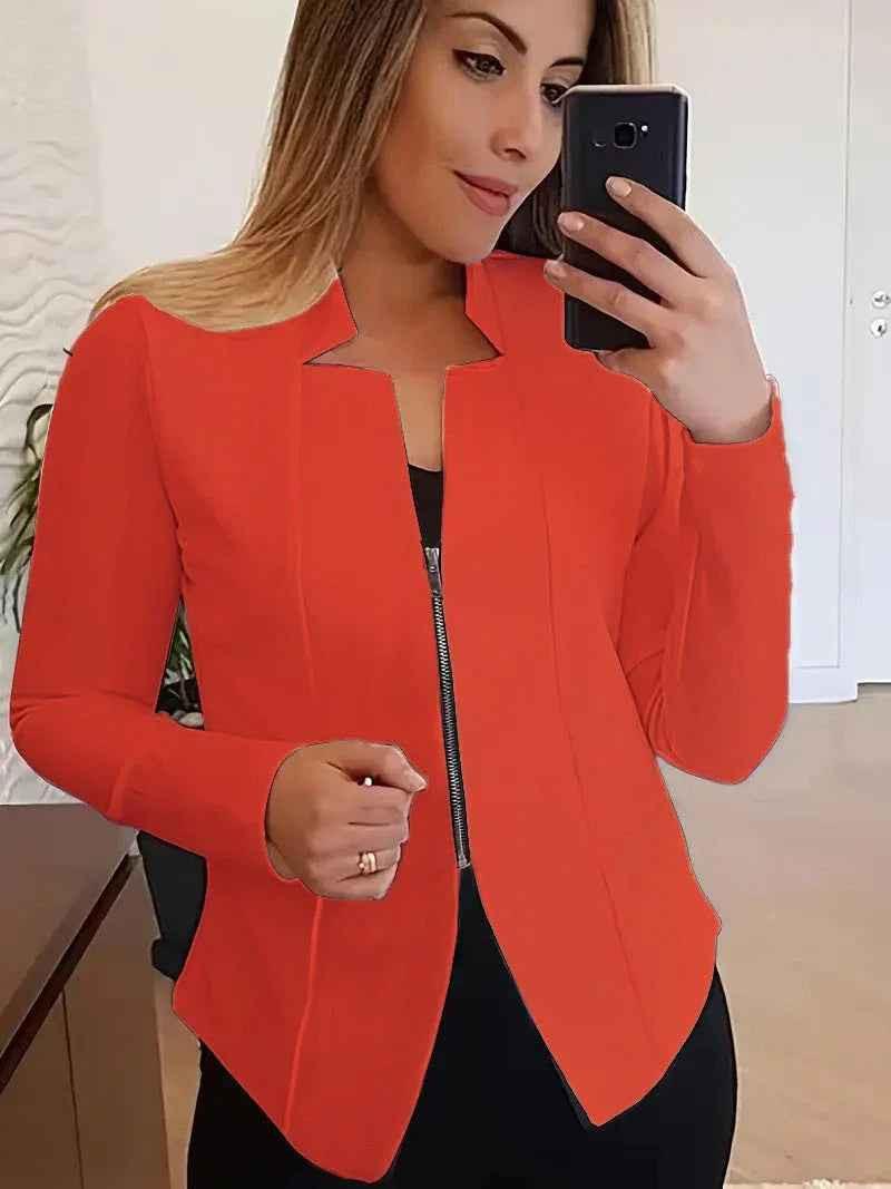 White Stylish 3Sixty5 women's Sleek-Zip jacket, lightweight and fitted, perfect for casual wear and layering.