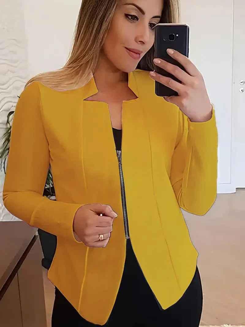 Stylish 3Sixty5 women's white Sleek-Zip jacket with a modern design, ideal for casual and chic outfits.