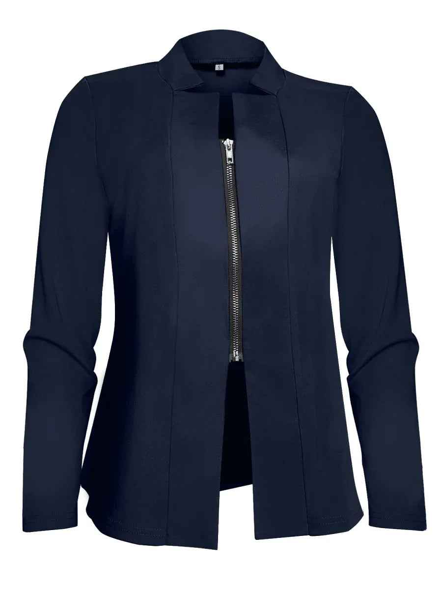 Stylish 3Sixty5 women's white Sleek-Zip jacket, lightweight and fitted, displayed on a hanger.