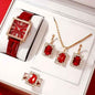Stylish 3Sixty5 Diva-Shine Diamond Quartz Watch Set featuring a black jewelry set with a diamond-accented watch and matching accessories.