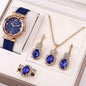 Stylish 3Sixty5 Diva-Shine diamond quartz watch set with matching jewelry, featuring black accents and elegant design.