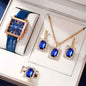 Stylish 3Sixty5 Diva-Shine Diamond Quartz Watch Set with black jewelry pieces and elegant watch, perfect for sophisticated accessories.