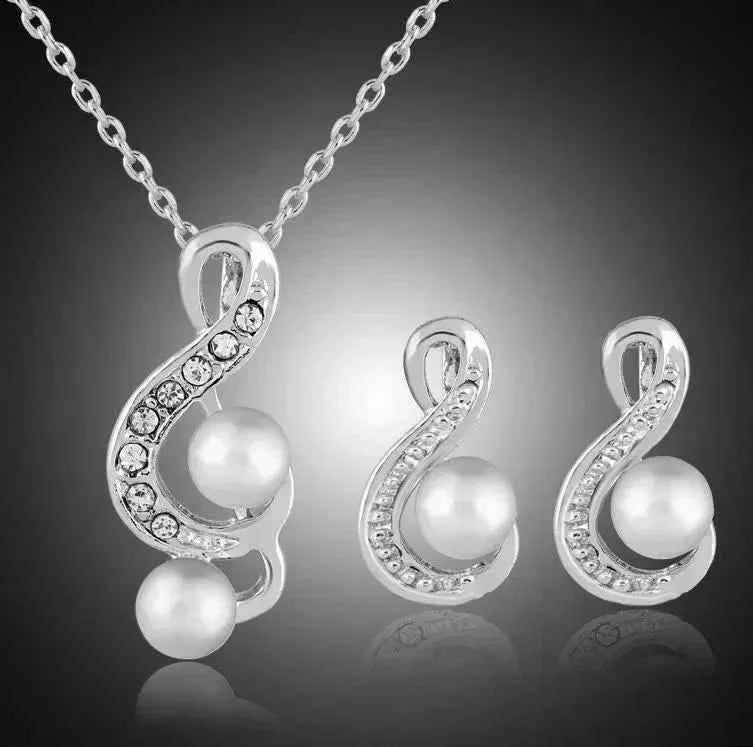 Danbi Pearl Jewelry Set for Women by Stylish 3Sixty5, includes matching necklace and earrings with elegant pearl design