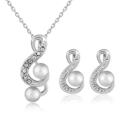 Elegant Danbi Pearl Jewelry Set for Women by Stylish 3Sixty5, featuring a matching necklace and earrings with lustrous pearls.