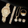 Luxury Women's Diamond Watch Set with Roman Numerals