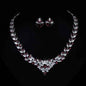 Stylish 3Sixty5 floral radiance zircon jewelry set featuring a necklace and earrings with red floral design and sparkling stones.