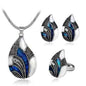 Women's Ocean Mist Drop Jewelry Set by Stylish 3Sixty5, featuring silver earrings and necklace with ocean-inspired design.