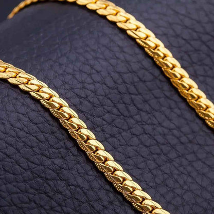 Stylish 3Sixty5 Edge-Bold 18K gold-plated chain necklace with a chunky, modern design, shown close-up on a white background.