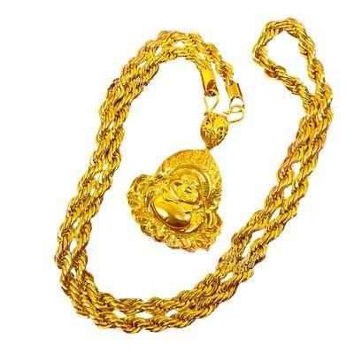 Stylish 3Sixty5 eco-friendly gold hemp necklace with braided design and natural hemp cord, ideal for casual wear.