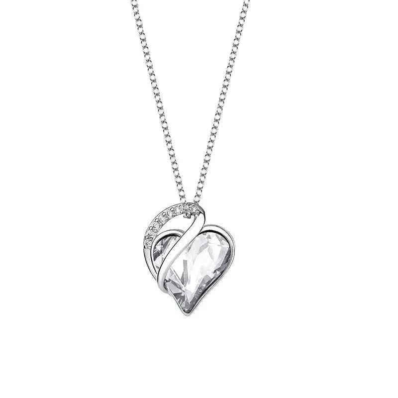 Light blue women's heart-shaped pendant necklace by Stylish 3Sixty5, showcasing elegant jewelry design and delicate chain detail.