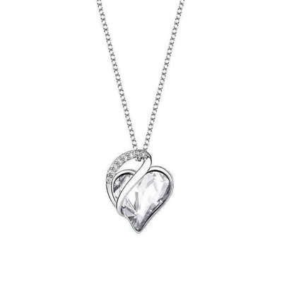 Light blue women's heart-shaped pendant necklace by Stylish 3Sixty5, showcasing elegant jewelry design and delicate chain detail.