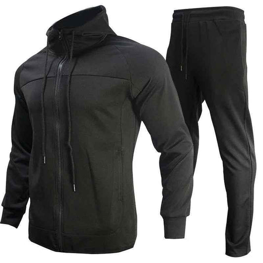 Black contrast sweatshirt set for men by Stylish 3Sixty5, featuring a matching hoodie and joggers in a casual outfit.