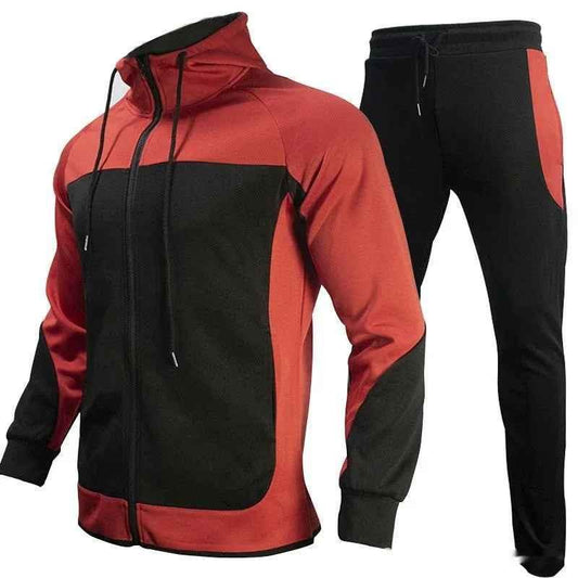 Stylish 3Sixty5 men's black contrast sweatshirt outfit set with a hoodie and joggers, casual and comfortable activewear.