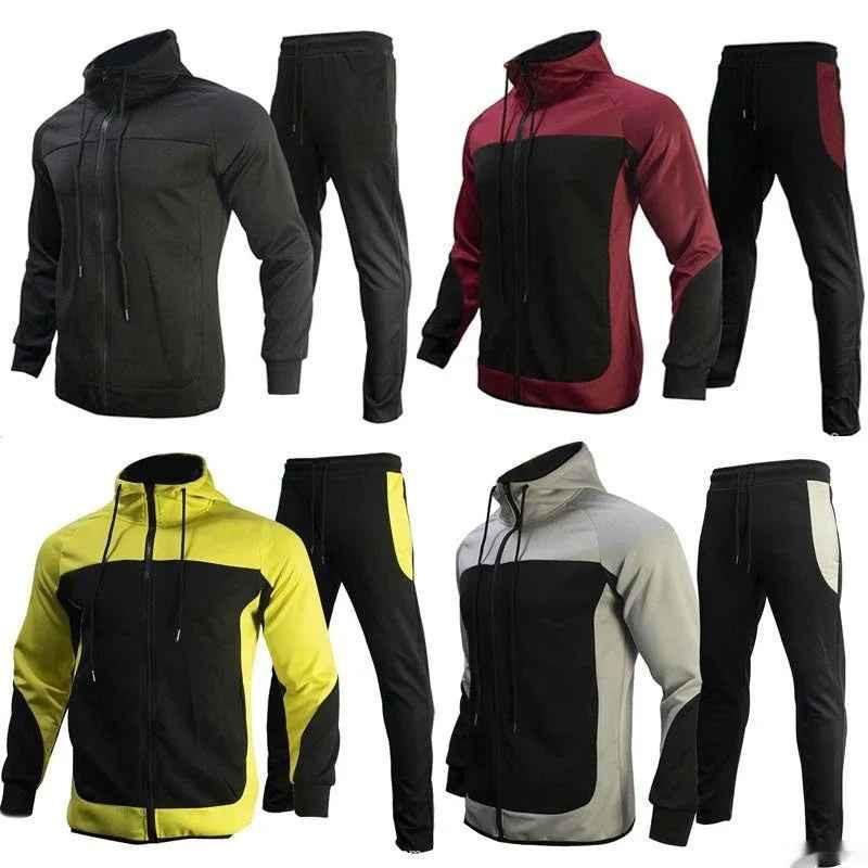 Stylish 3Sixty5 men's black contrast sweatshirt outfit set featuring a comfortable hoodie and matching sweatpants.