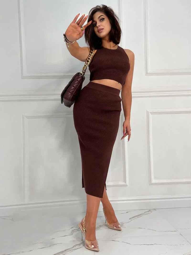 Black women's two-piece outfit set by Stylish 3Sixty5 featuring a chic, elegant design perfect for sophisticated fashion.