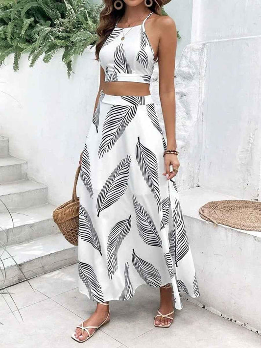 Stylish 3Sixty5 bold print two-piece streetwear outfit set featuring a relaxed fit in white, perfect for casual wear.