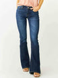 Dark blue Stylish 3Sixty5 Diva Fit high-waist flared denim pant showing the fitted waist and flared leg design.