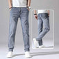 Dark blue Straight-Leg Denim Pants for Men by Stylish 3Sixty5, featuring a classic fit and durable denim fabric.