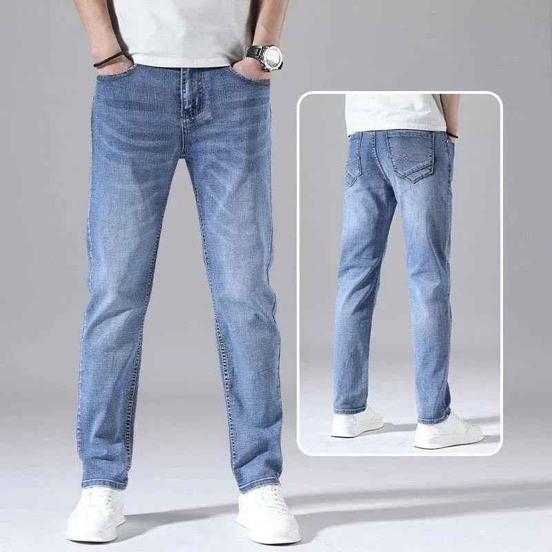 Dark blue Stylish 3Sixty5 straight-leg denim pants for men, featuring classic fit and durable denim fabric.