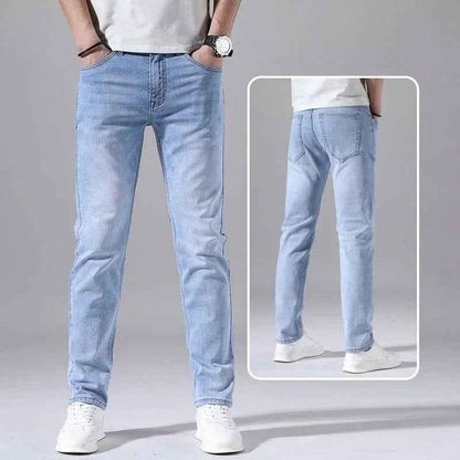 Dark blue Straight-Leg Denim Pants for Men by Stylish 3Sixty5, featuring classic fit and durable denim fabric.